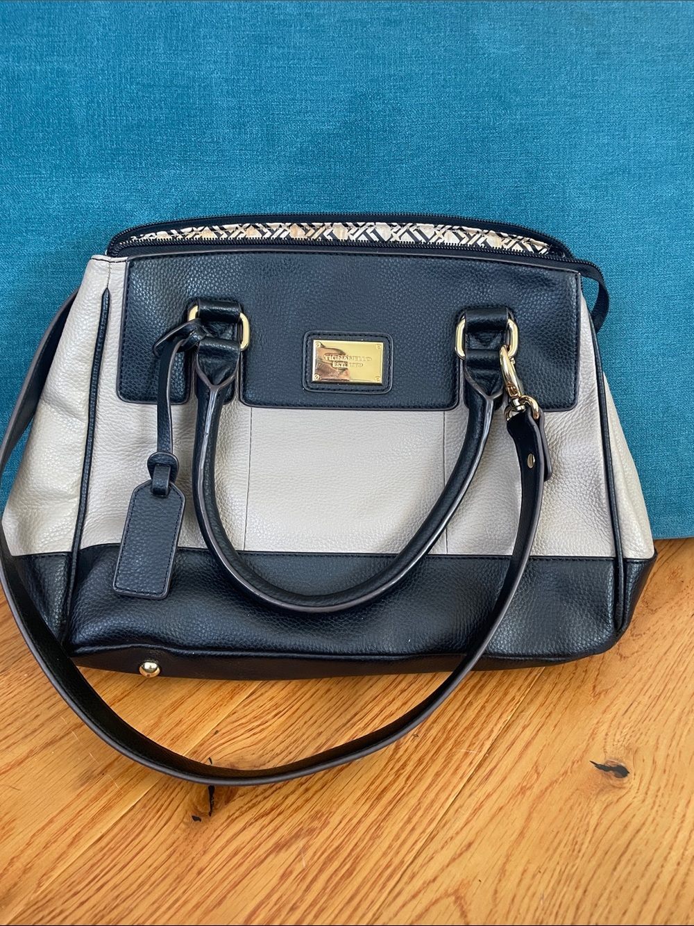 Tignanello Leather Satchel Shoulder Bag Colorblock
